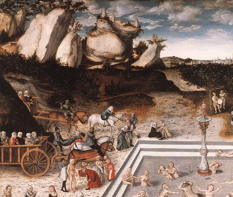 CRANACH, Lucas the Elder The Fountain of Youth (detail) dfg Norge oil painting art